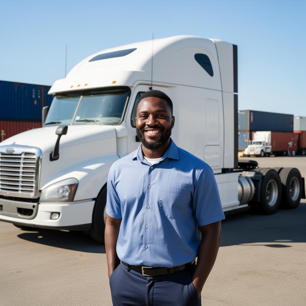 Owner-operator standing in front of a clean semi-truck